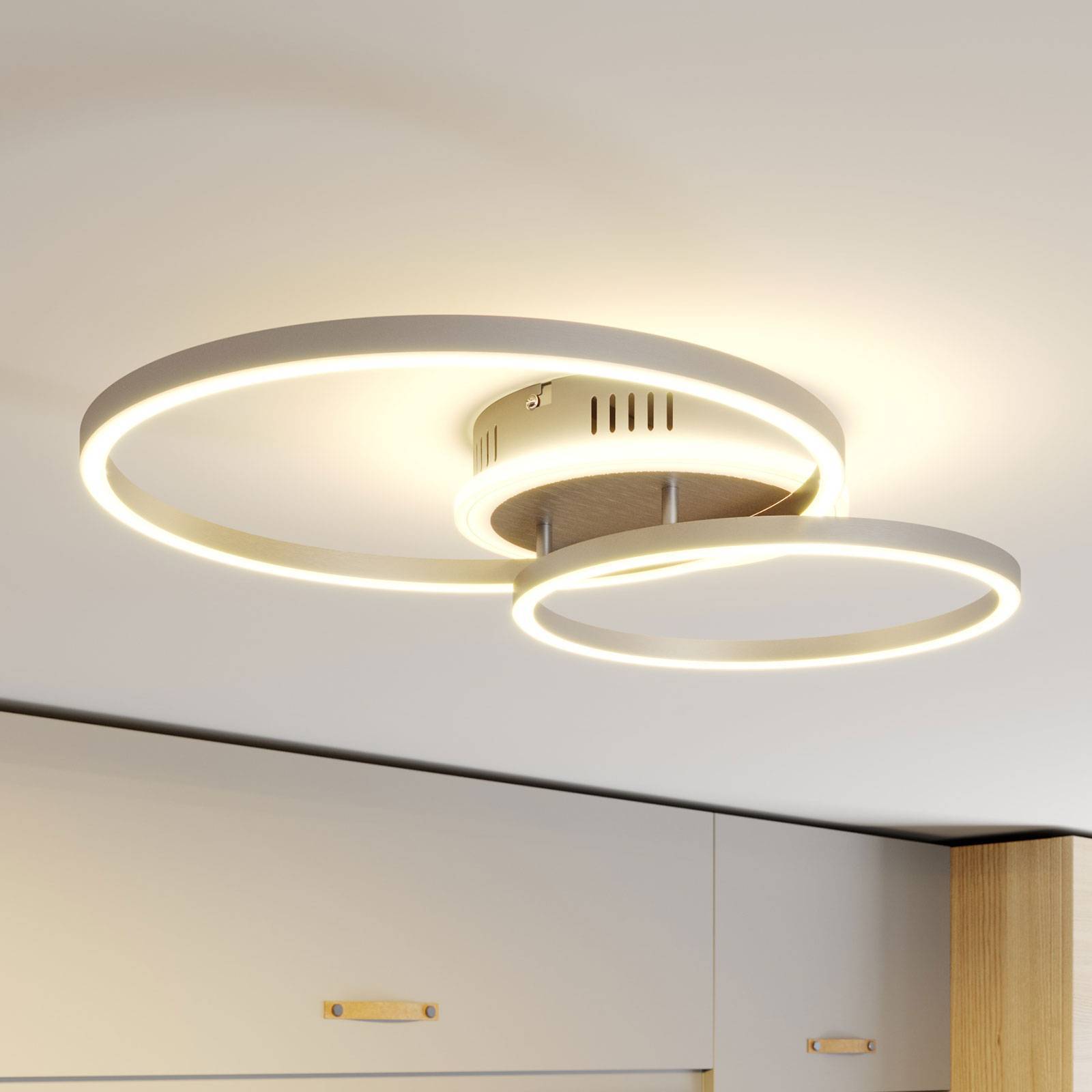 Lindby LED Smarta hem taklampa 'Edica' aus aluminium / grå zink-1