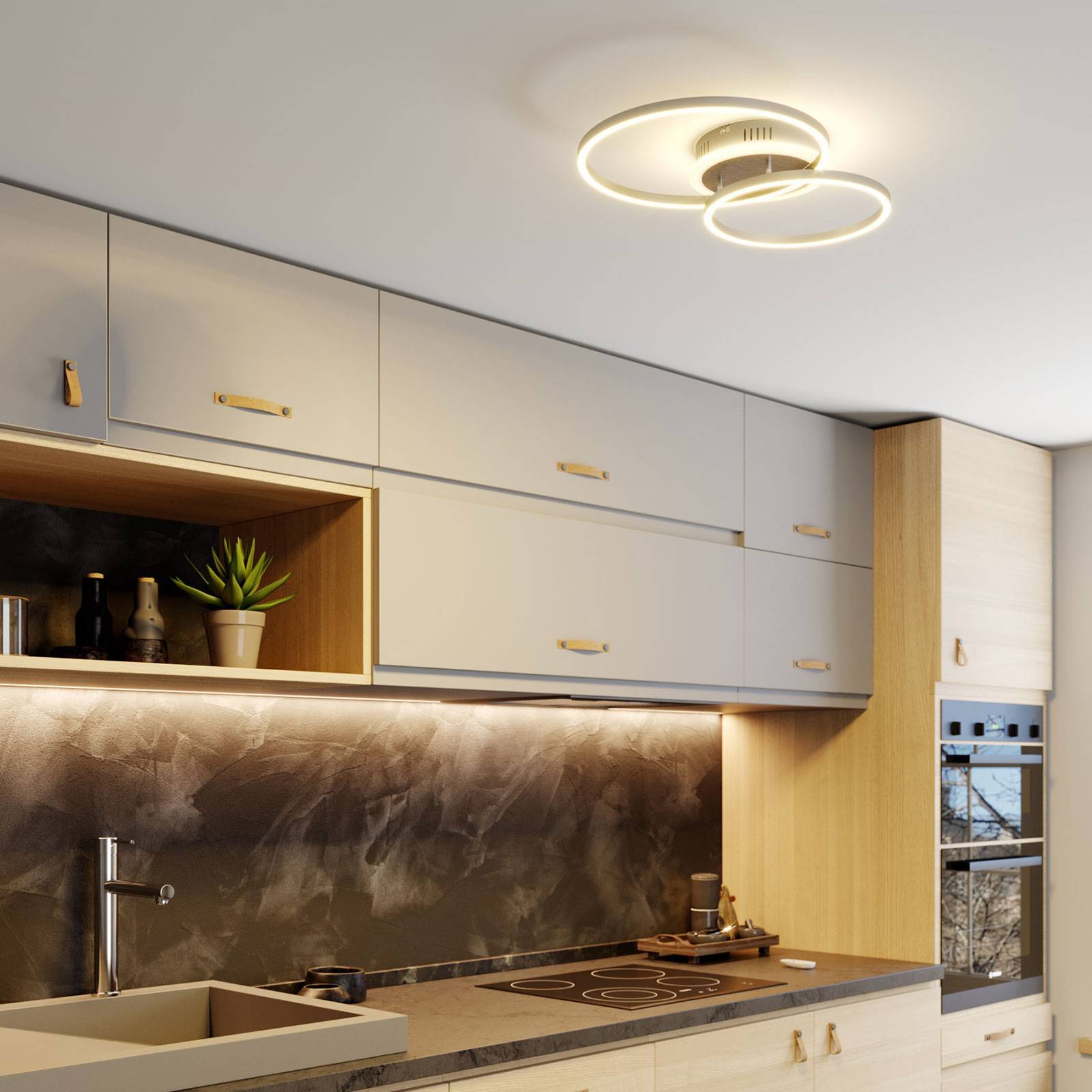 Lindby LED Smarta hem taklampa 'Edica' aus aluminium / grå zink-2