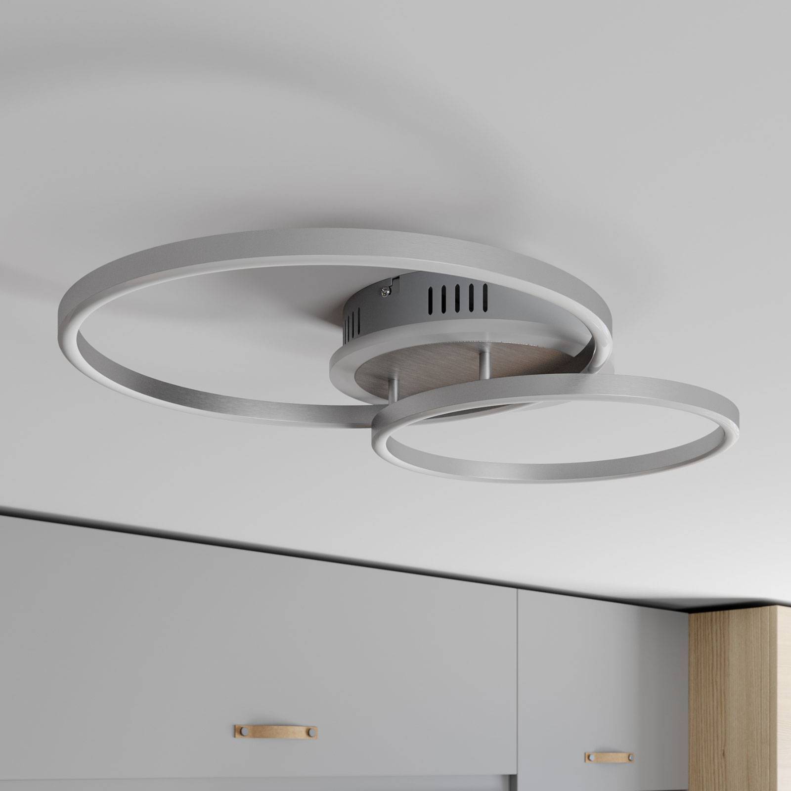 Lindby LED Smarta hem taklampa 'Edica' aus aluminium / grå zink-3
