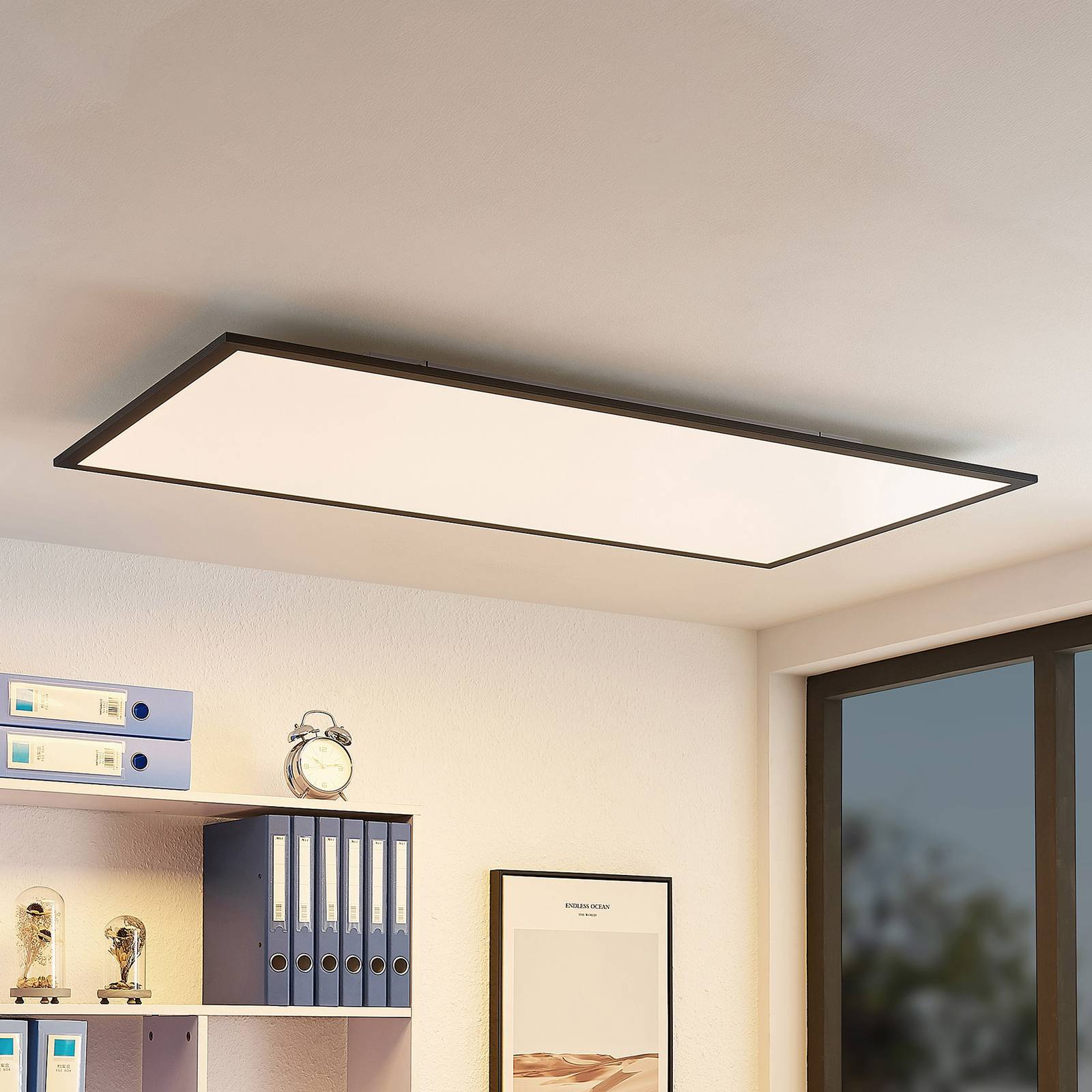 Lindby LED Panel 'Nelios' in schwarz aus Aluminium-1
