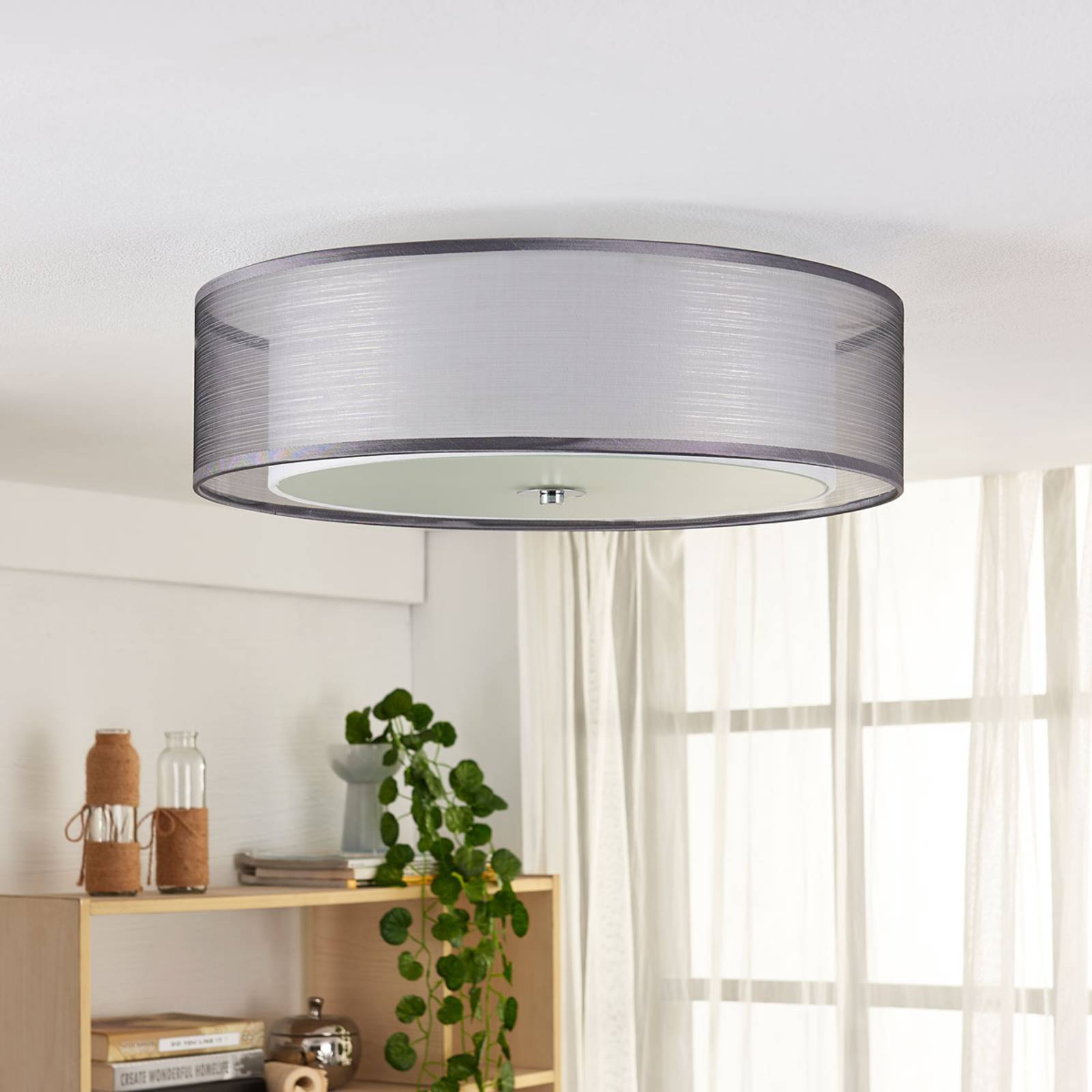 Lindby Taklampa 'Tobia' aus textil / siden-1