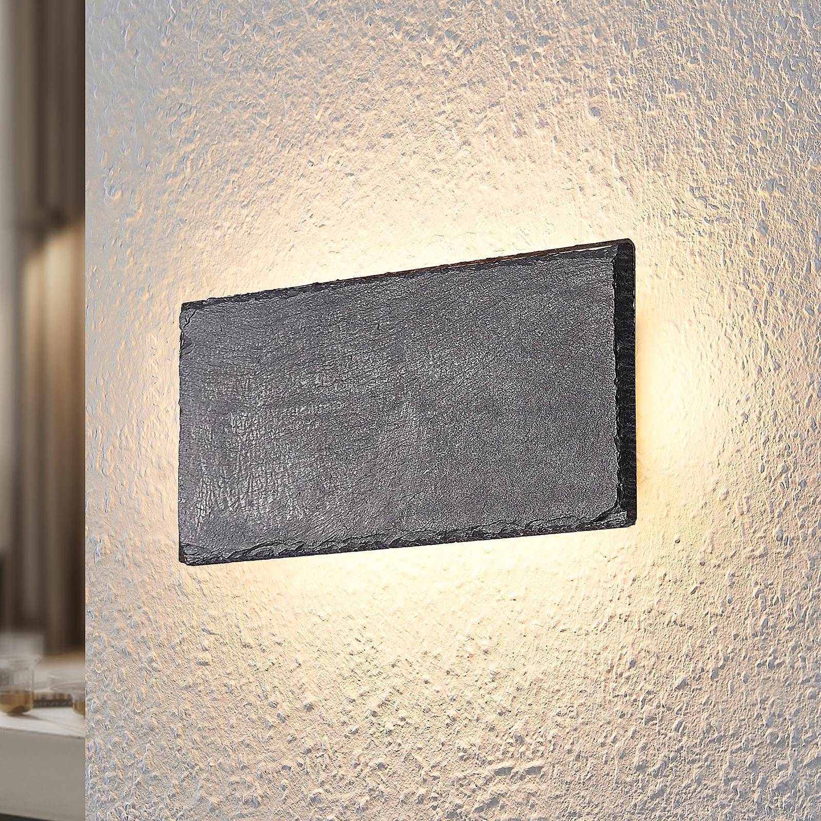 Lindby LED Wandleuchte Innen 'Peetu' in alu aus Stein-1