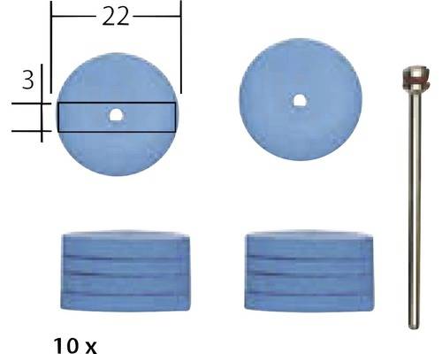 Proxxon 28294 Silikon-Polierscheiben, 22 mm, 10 St Träger-1