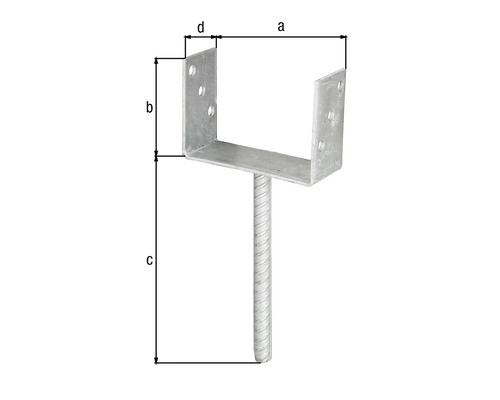U-Pfostenträger ETA-10/0210 141x100x200x60mm TZN m.Betonanker a.Riffelstahl GAH-1