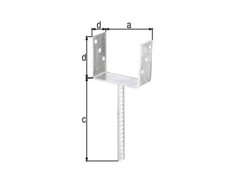 U-Pfostenträger ETA-10/0210 121x100x200x60mm TZN m.Betonanker a.Riffelstahl GAH-1