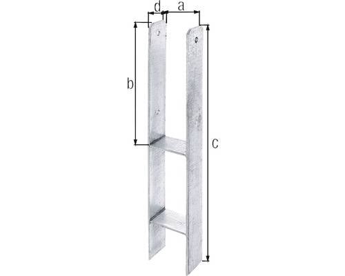 H-Pfostenträger 101x300x600x60mm STA roh TZN GAH-1