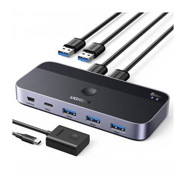 HUB - Adapter - CM662 USB 3.0 Switch 2-in-4 Switch + 2x USB-A Kabel - Schwarz