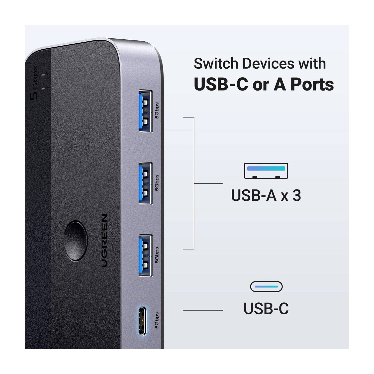 HUB - Adapter - CM662 USB 3.0 Switch 2-in-4 Switch + 2x USB-A Kabel - Schwarz-2