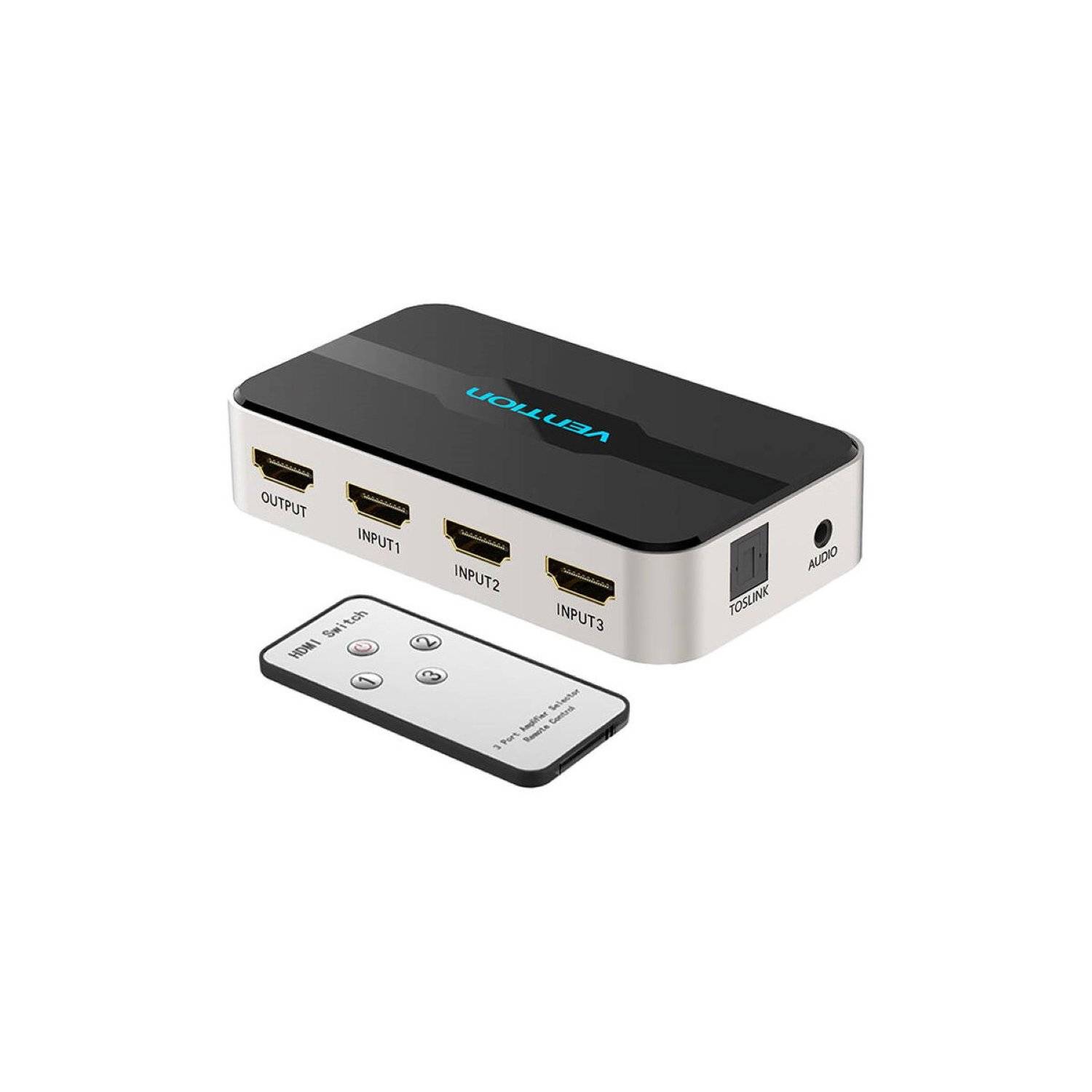 HDMI-Umschalter 3-in-1 - 4K mit Audiotrennung (Grau)-0