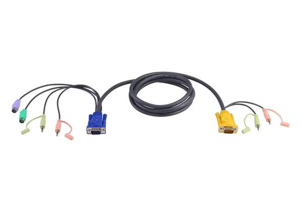 PS-2-KVM cable with 3-in-1-SPHD and audio, 5 m, 5 m, PS-2, PS-2, VGA, black, HDB-15, 2 x 3.5mm