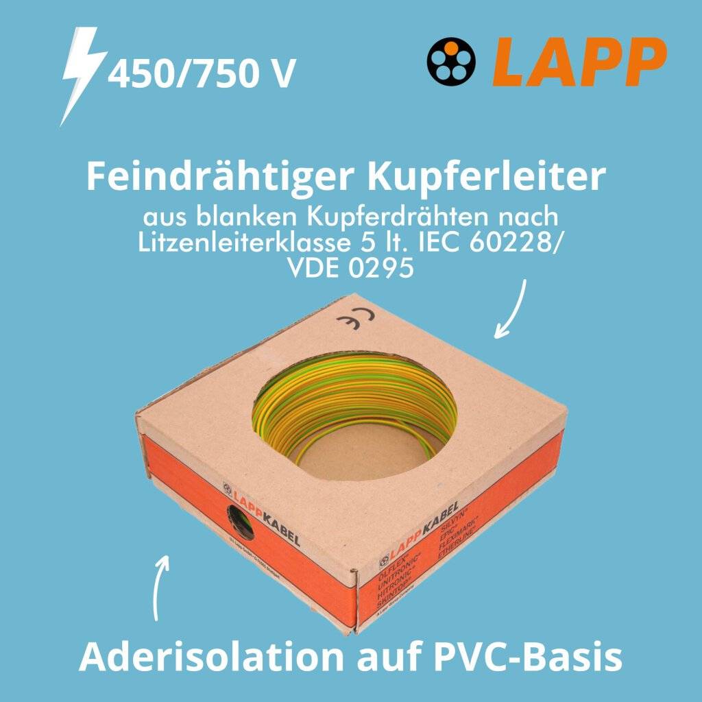 Einzelader LAPP 4520001 - H07V-K 1X1,5 GNYE-1