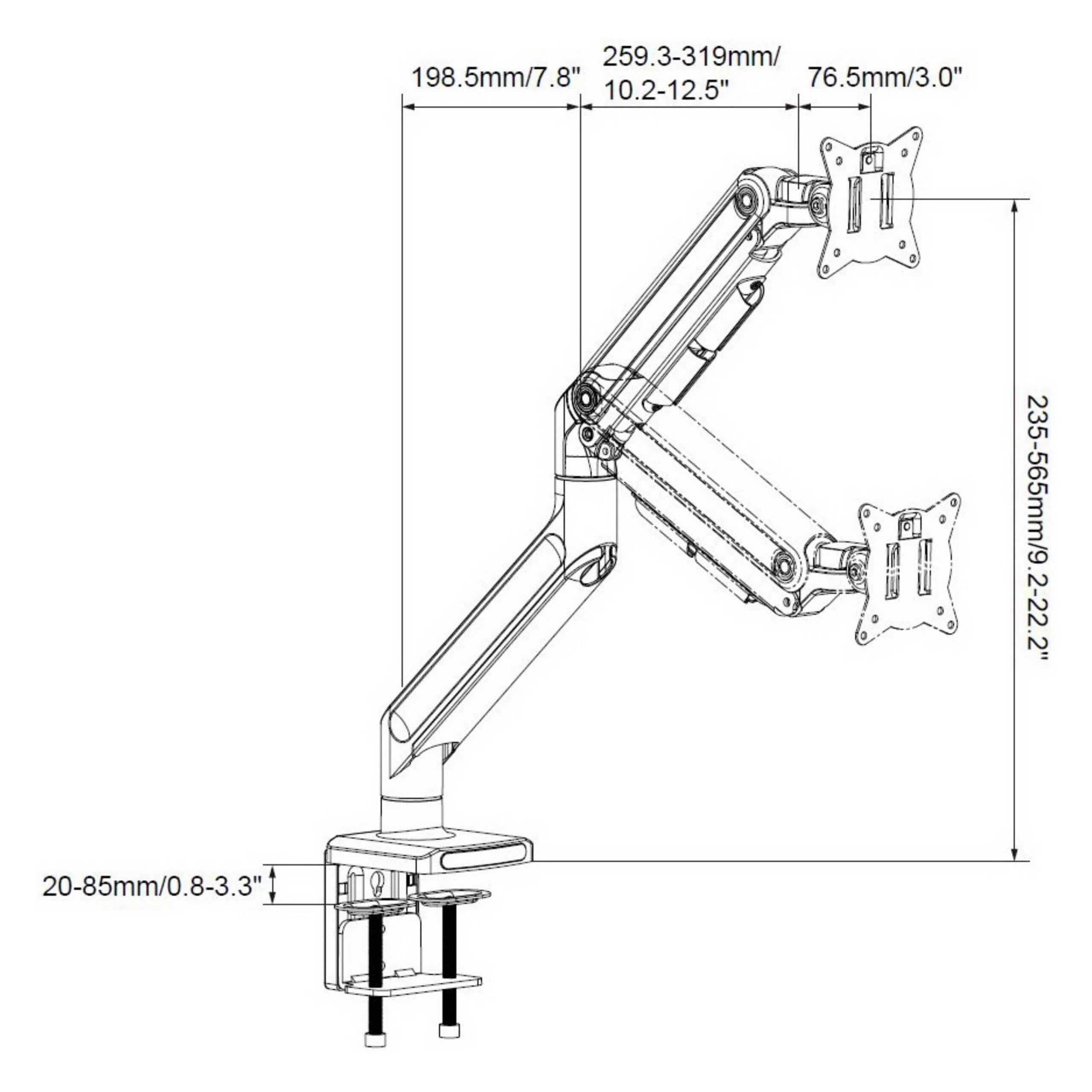 Monitorhalterung Monitorarm VM-MG1S 1 Arm 15-42 Zoll Heavy Duty bis 20 kg schwarz hjh OFFICE-5