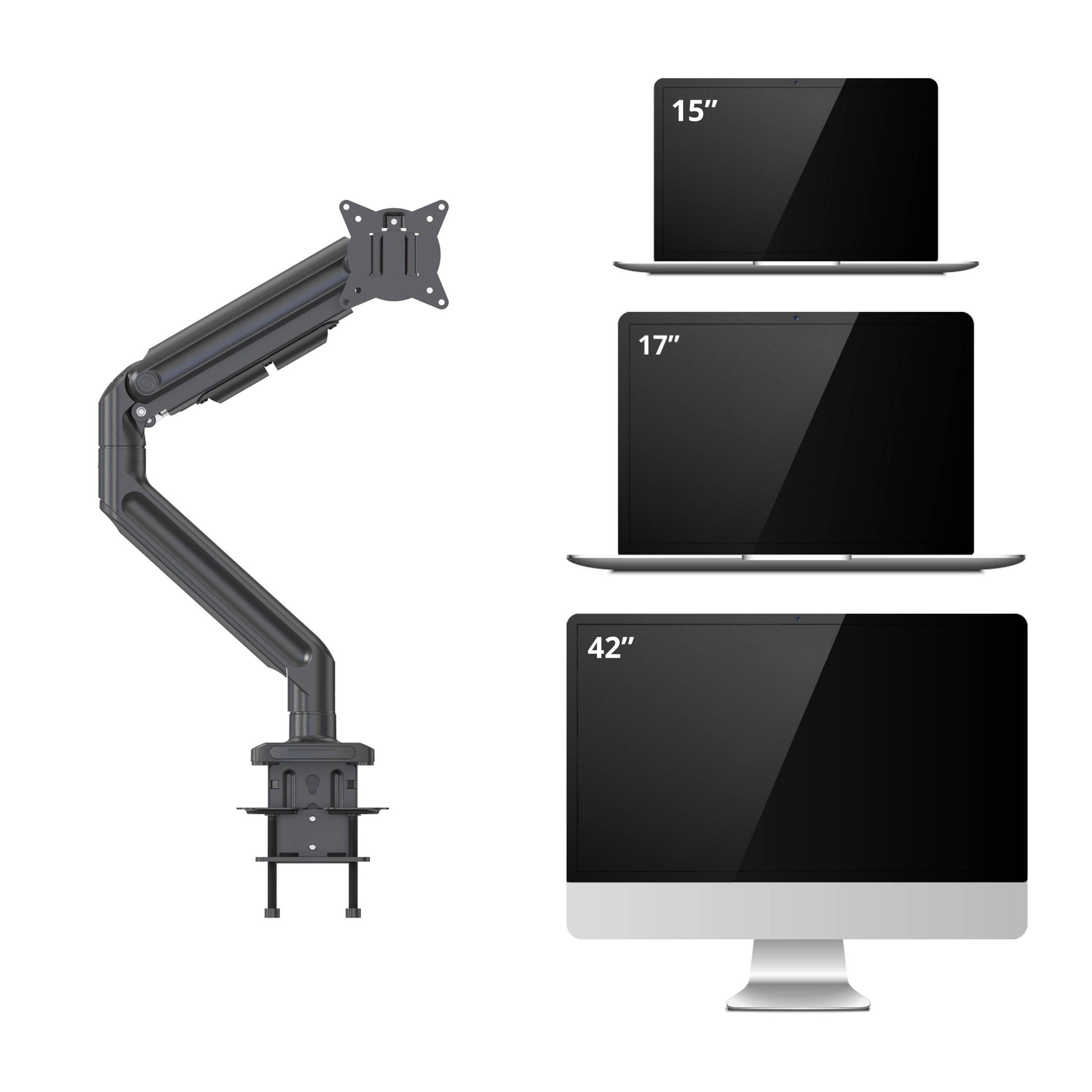 Monitorhalterung Monitorarm VM-MG1S 1 Arm 15-42 Zoll Heavy Duty bis 20 kg schwarz hjh OFFICE-3