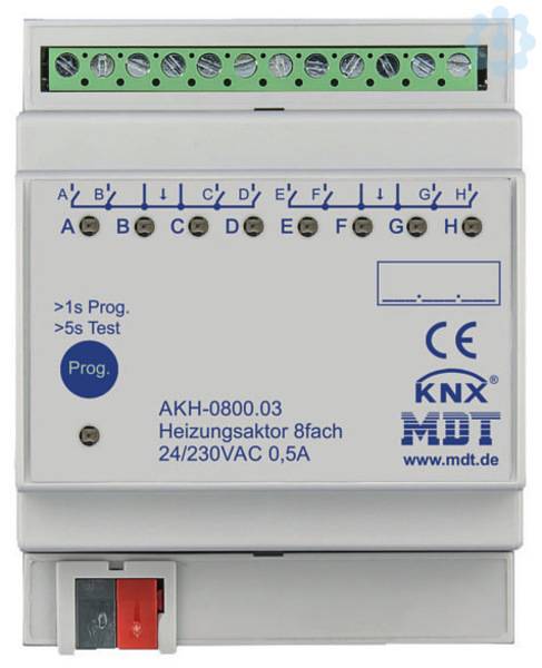 Heizungsaktor KNX REG 8Ausg 0,5A 24-230V Ventilschutzfunktion AKH-0800.03-1