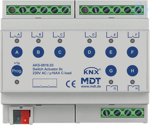 MDT technologies Schaltaktor AKS-0816.03 8fach 16A 230VAC 6TE REG-1