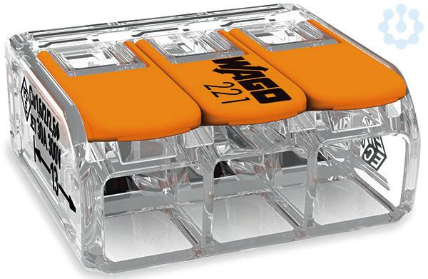 30St. Wago 221-613 3-Leiter-Klemme 3x6 für alle Leiterarten transparent