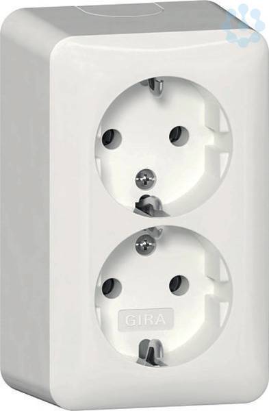 Gira 2fSCHUKO-Steckd.+Montagep. AP Reinweiß 478013 16 A, 250 V-1