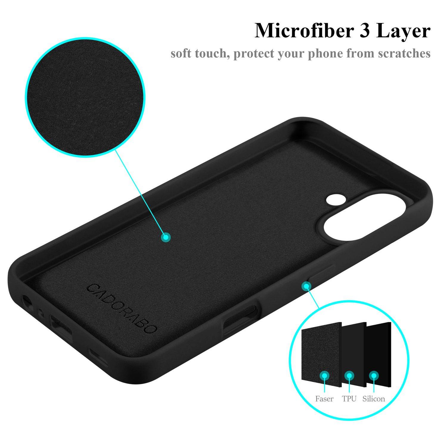 Cadorabo Schutzhülle für Apple iPhone 16 Hülle in Schwarz Handyhülle Case Cover TPU Etui-4