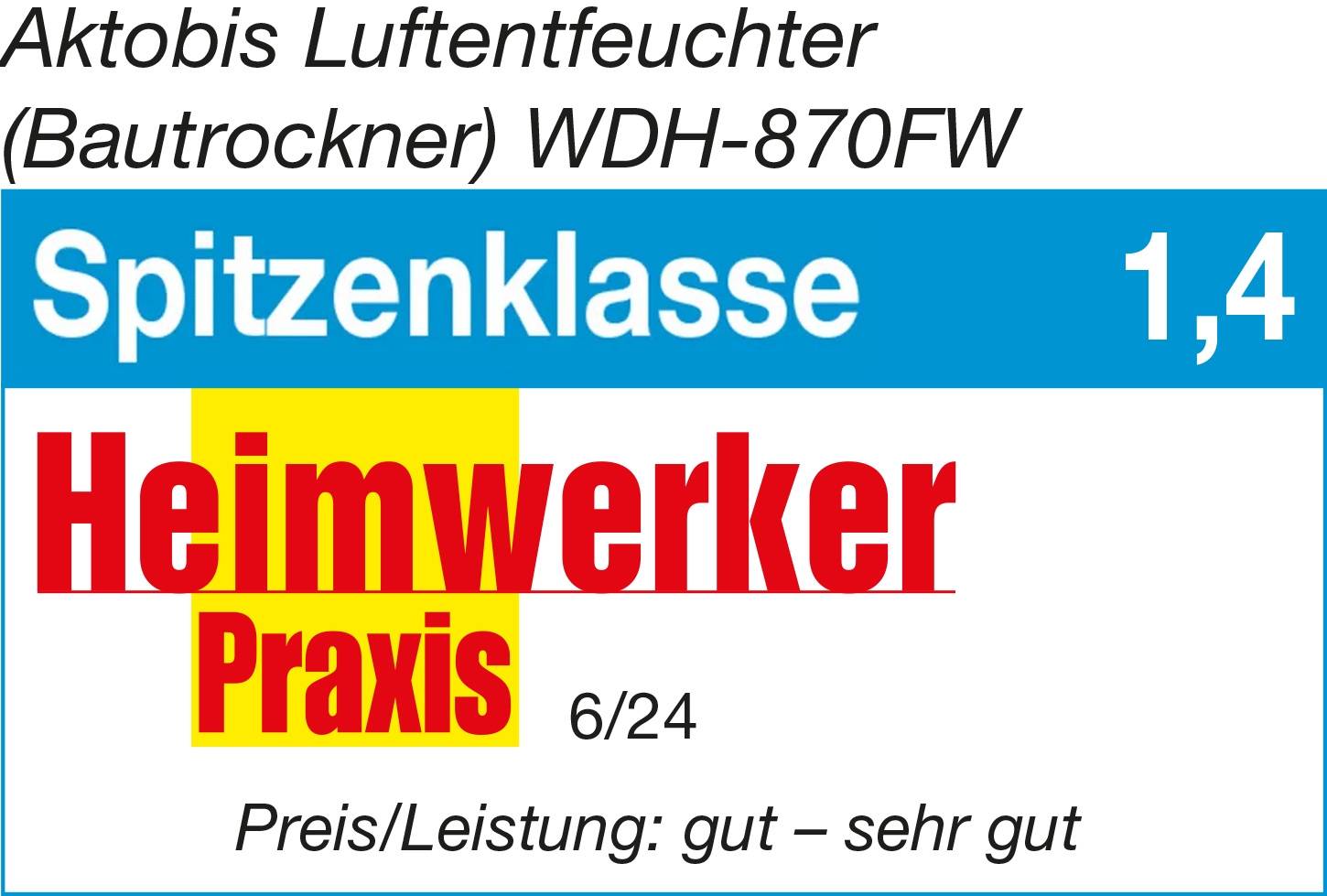 Preisbild für WDH Bautrockner WDH-870FW - für 120m² - 70 Liter/Tag - Smart-Gerät