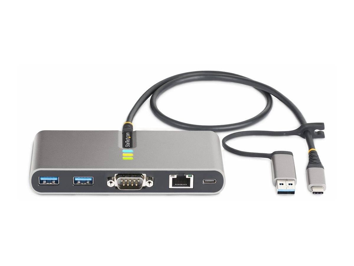 StarTech.com 2-Port USB-C/USB-A Hub with GbE and RS232 Serial, 2x USB-A-2