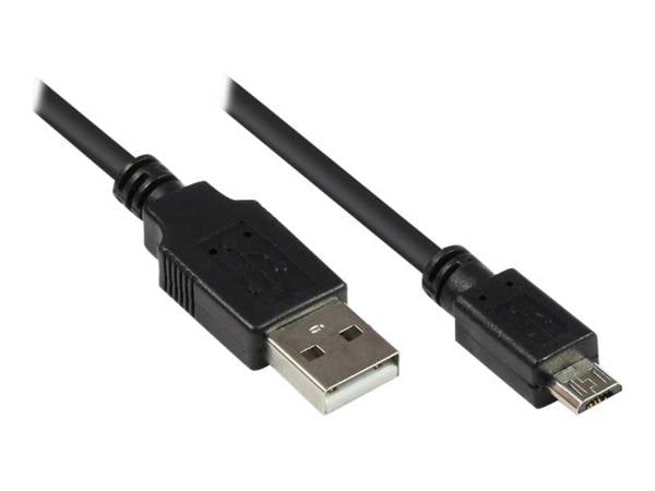 Anschlusskabel USB 2.0 Stecker A an Stecker Micro B, schwarz, 1m, Good Connections®