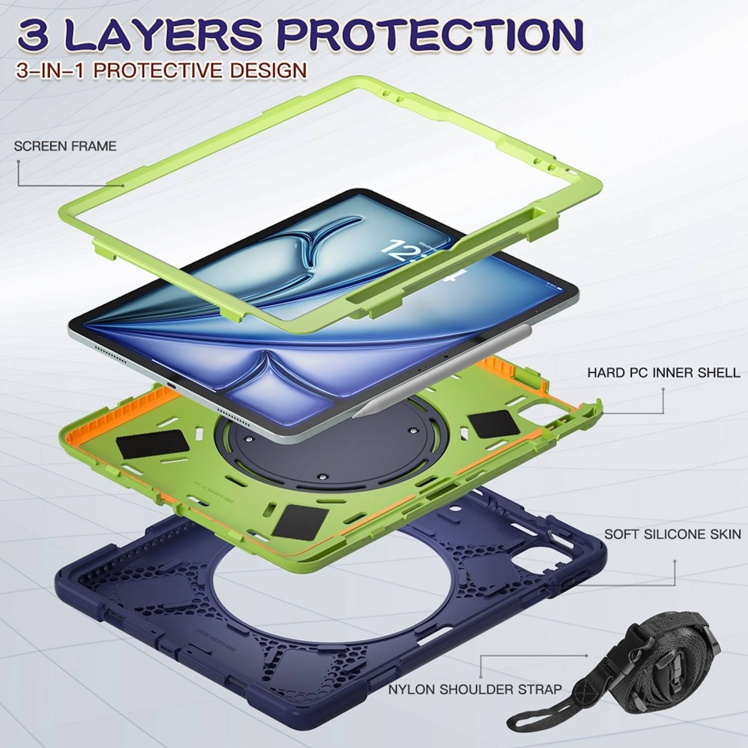 Tablethülle Kunststoff für Apple iPad Air 13 2026 / 2025 Hybrid Tasche Halterung-2