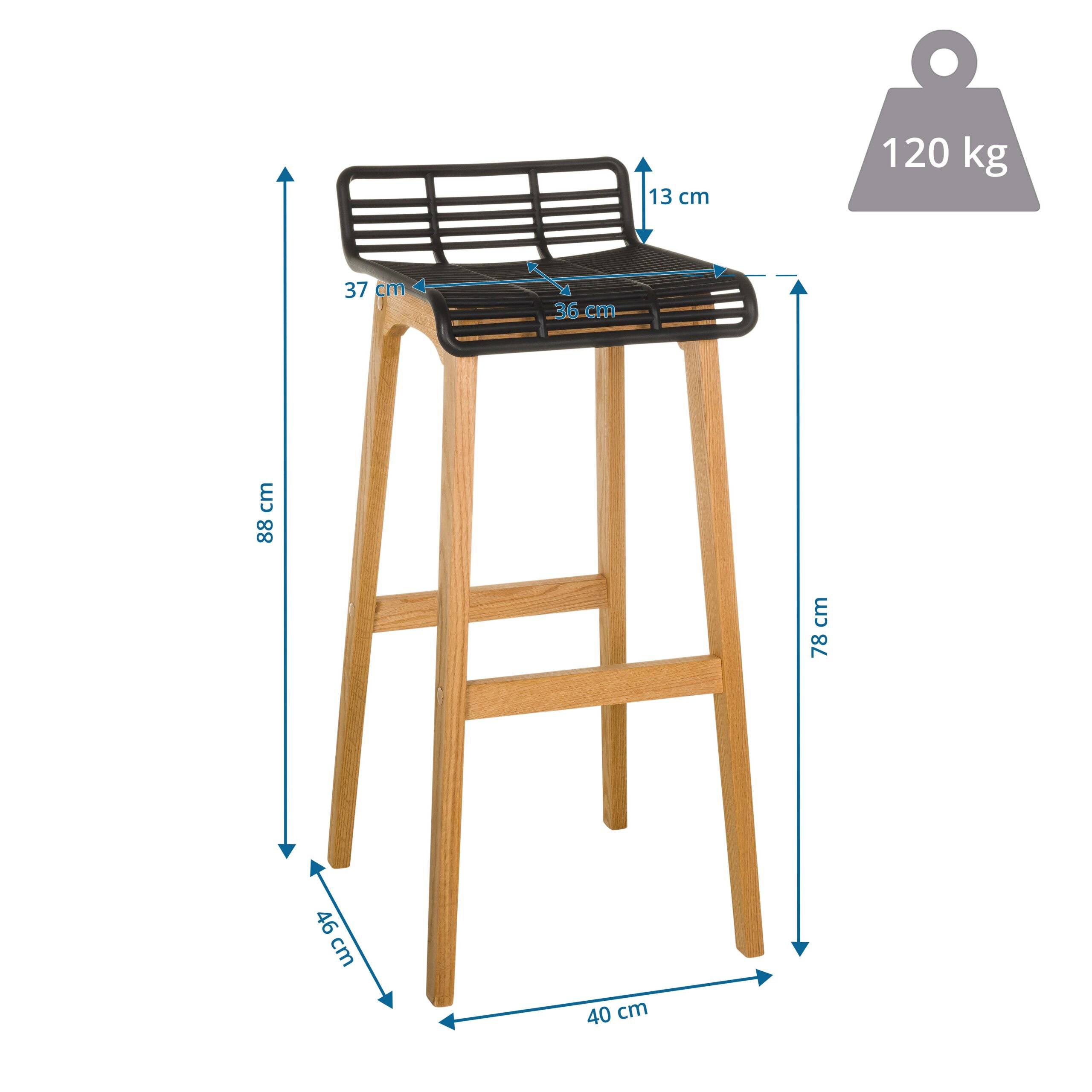 Barhocker Tresenhocker LONSO W Eiche Kunststoff schwarz hjh OFFICE-1