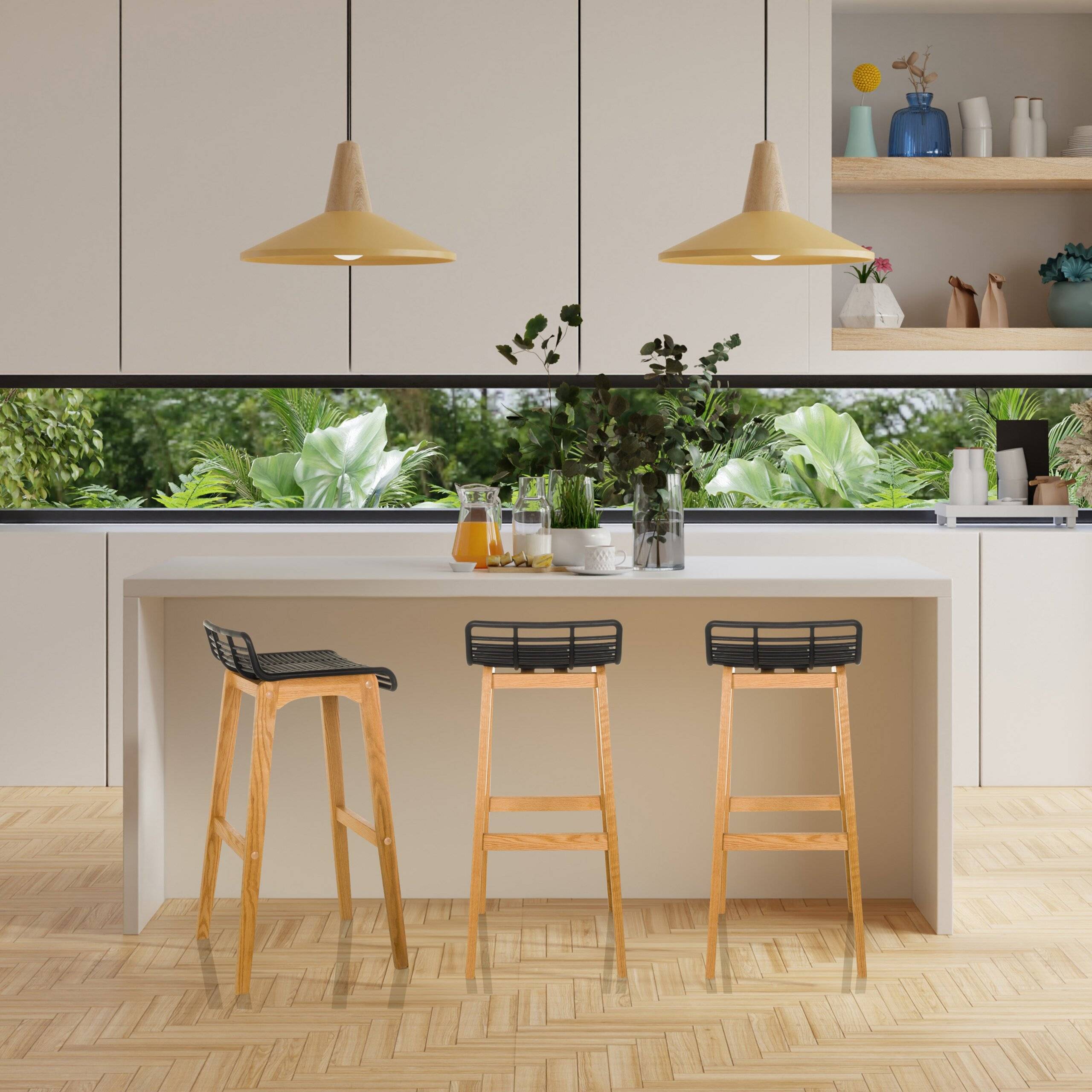 Barhocker Tresenhocker LONSO W Eiche Kunststoff schwarz hjh OFFICE-3