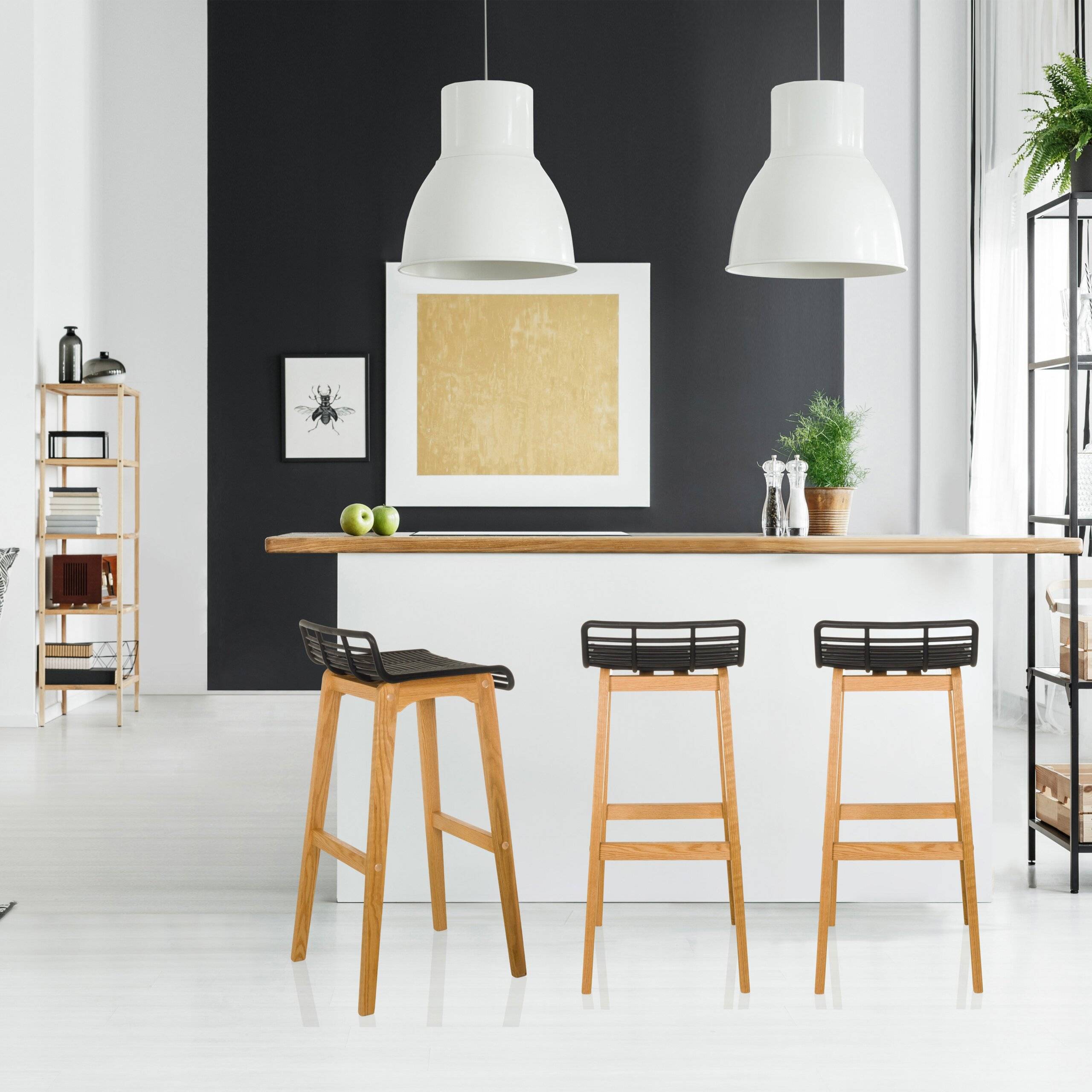 Barhocker Tresenhocker LONSO W Eiche Kunststoff schwarz hjh OFFICE-4