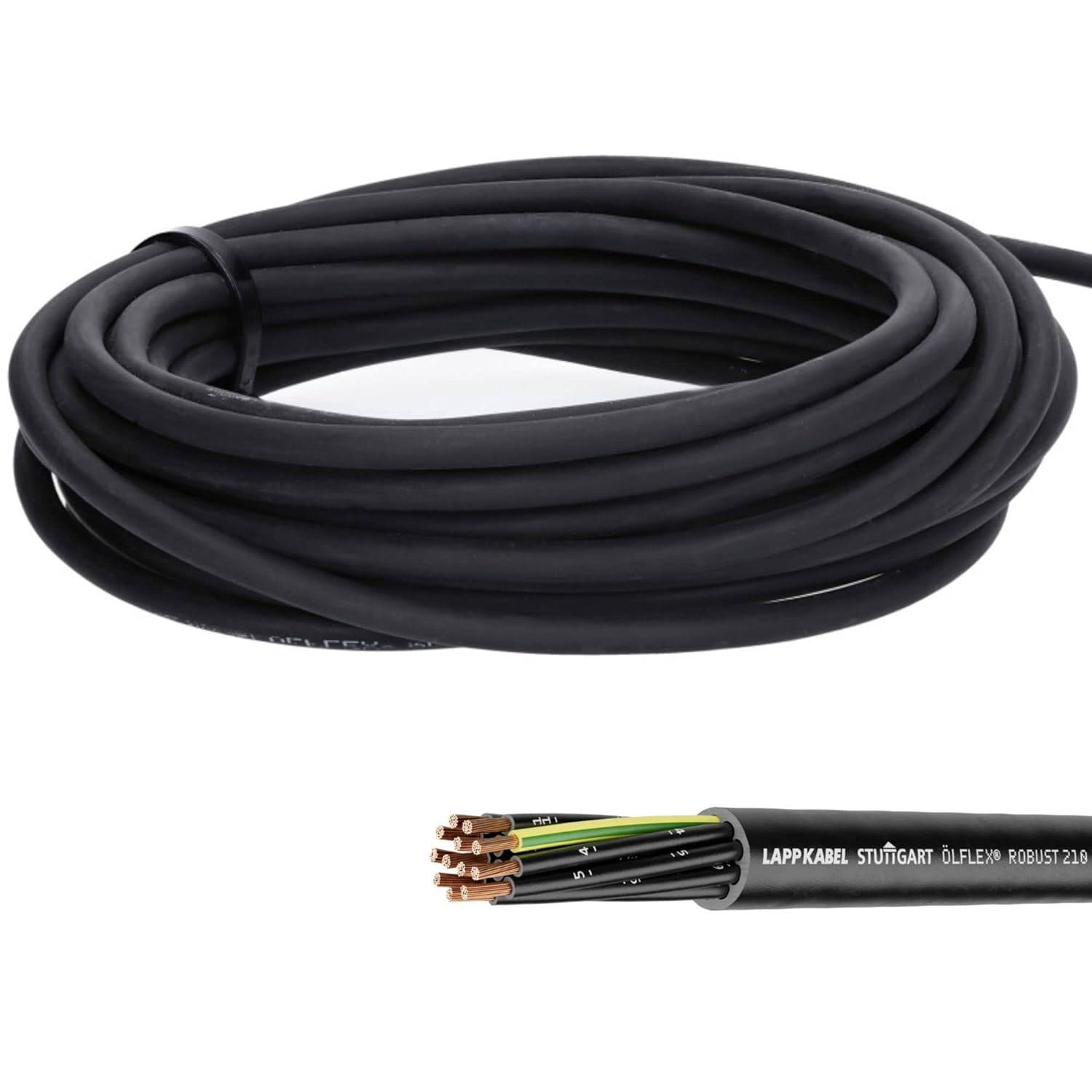 10 Meter Lapp 0021931 Ölflex Robust 210 Allwetter Steuerleitung 4 x 1,5 mm² I Leitung Außenbereich 4G1,5 mit grün-gelben-0