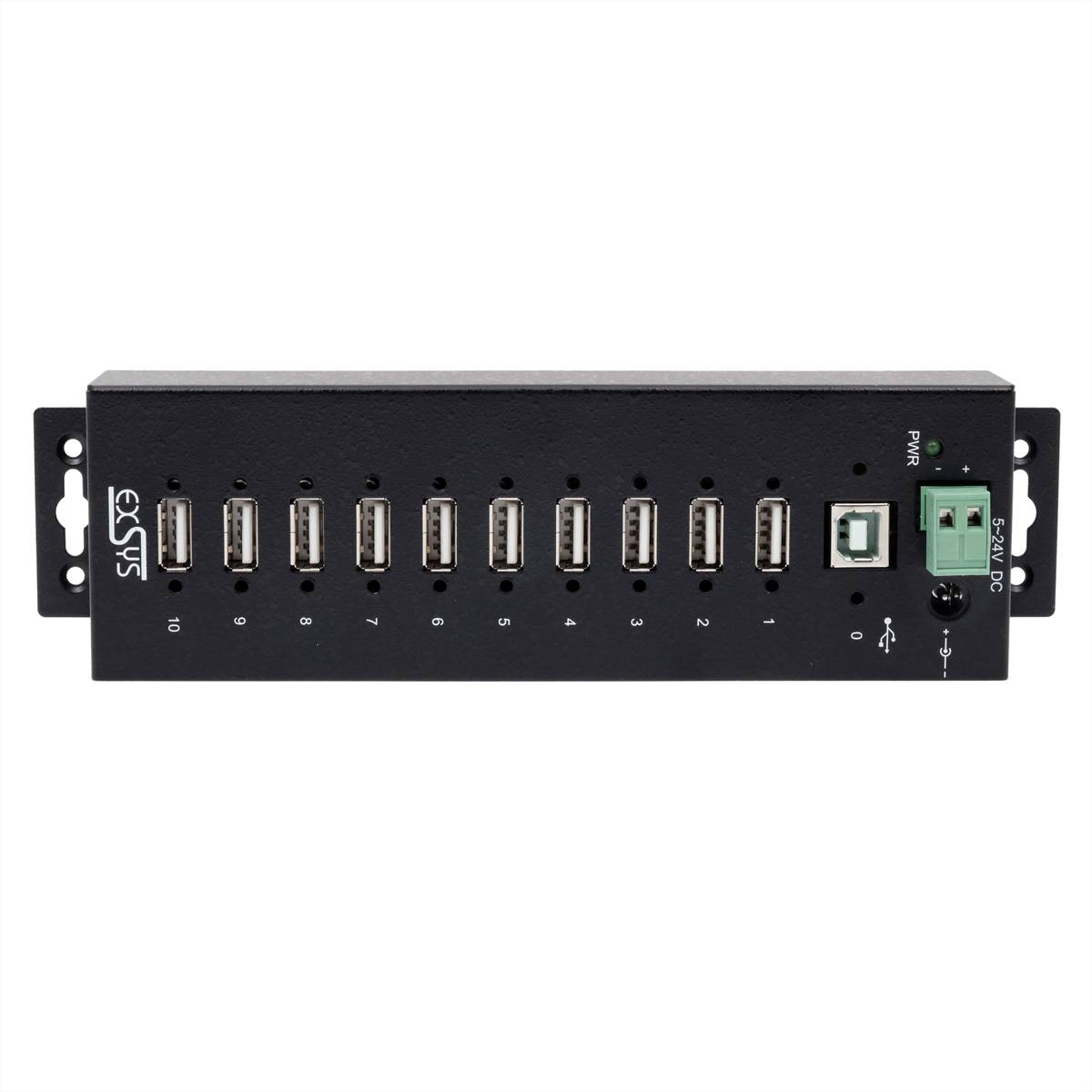 EXSYS EX-1170HMVS 10 Port USB 2.0 Metall HUB, 15KV Surge Protection-3