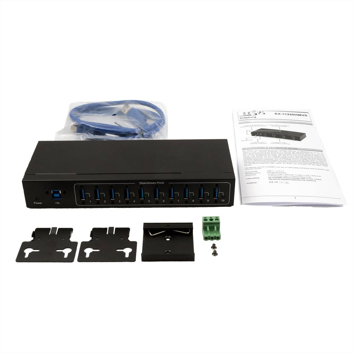 EXSYS EX-11220HMVS 10 Port USB 3.2 Gen 1 Metall HUB VIA VL811+ Chipset-4