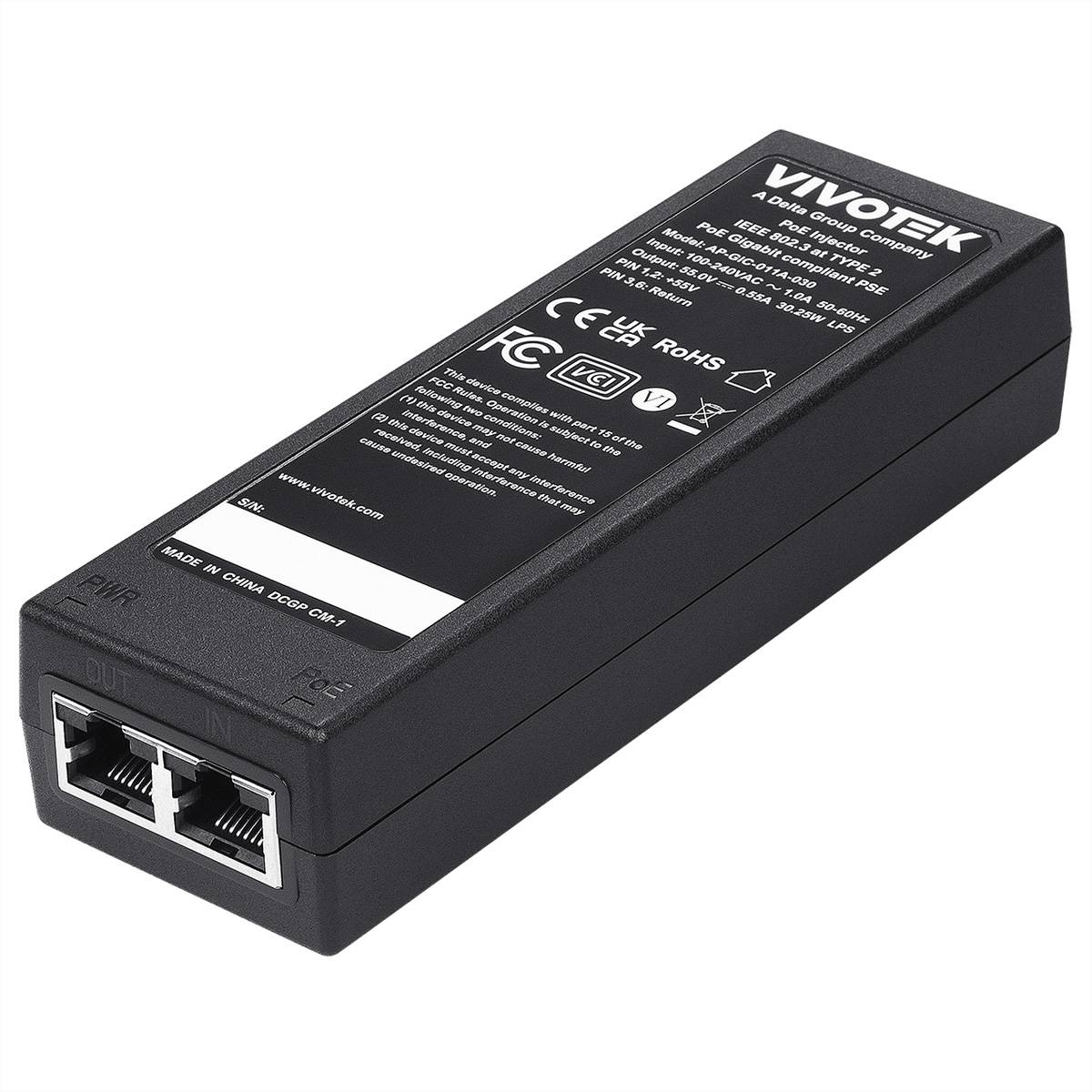 Vivotek Gigabit PoE+ Injektor, 30W-0