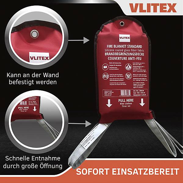 Li-Ionen-Batterie Brandschutzdecke PREMIUM LxB 1500 x 1500 mm Brandklasse A2. Vlitex GmbH 80598049-1