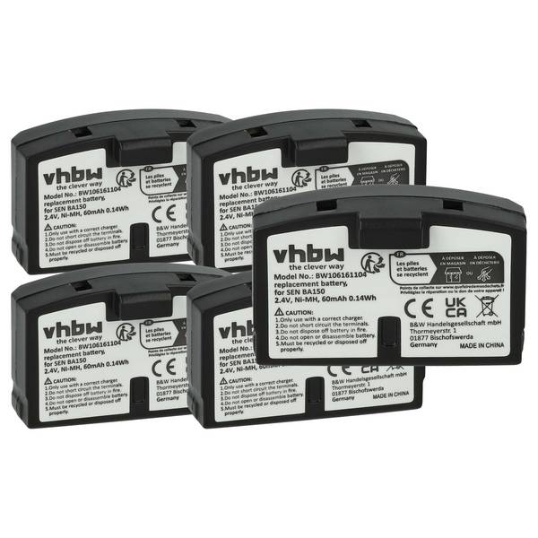 vhbw 5x Akku kompatibel mit Sennheiser SET2500 | SET500, Set 500, Set 250, Set 2500 Wireless Headset Kopfhörer (60 mAh