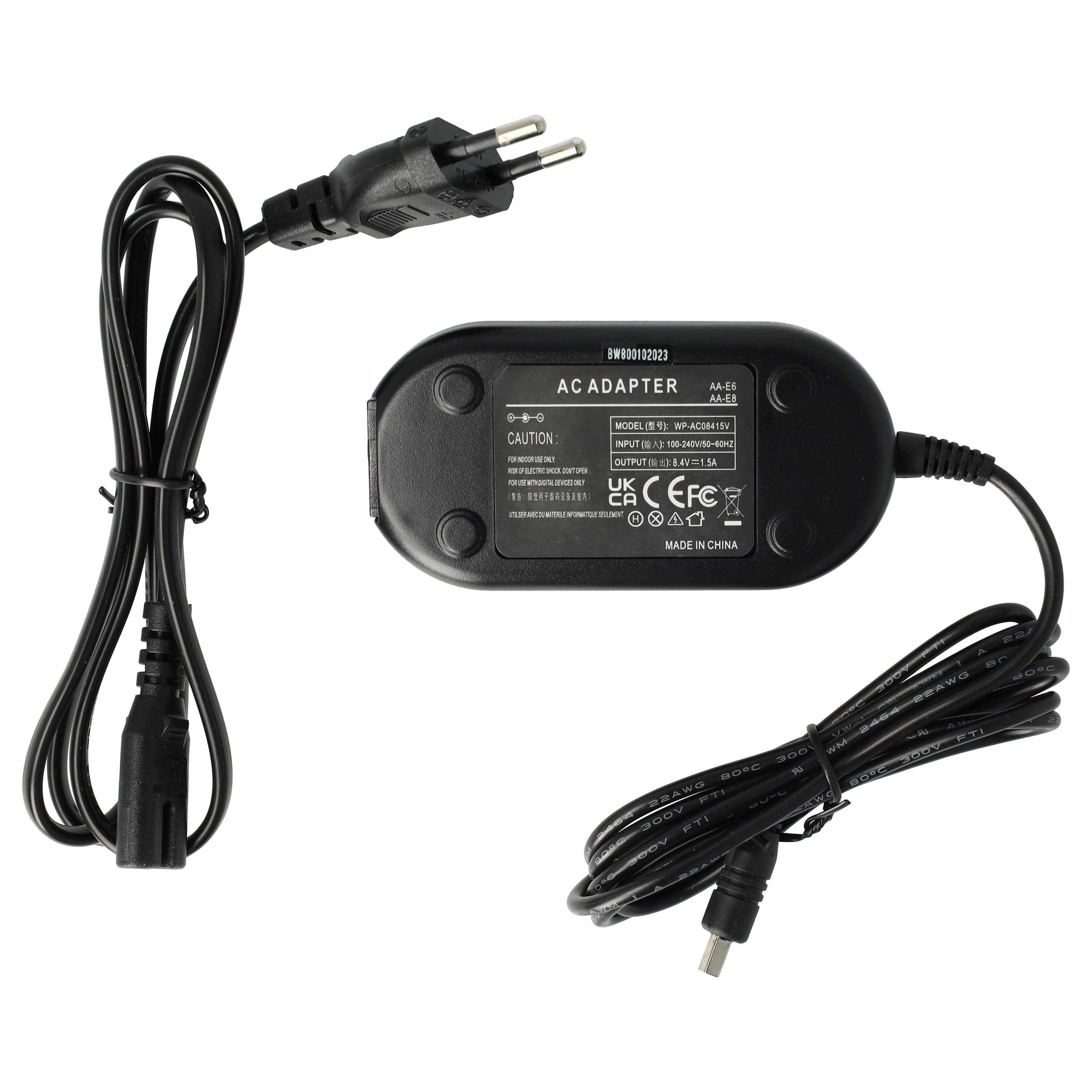 vhbw 1x Netzteil kompatibel mit Samsung SC-MX20C | SC-MX20B/XAA, SC-MX20B, SC-MX20/XAC, SC-MX20/XAA Kamera