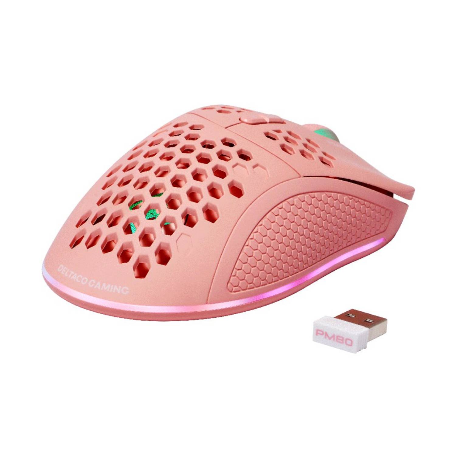 Deltaco Gaming GAM-120-P - rechts - Laser - RF Wireless + USB Type-C - 4800 DPI - 1 ms - Pink-0