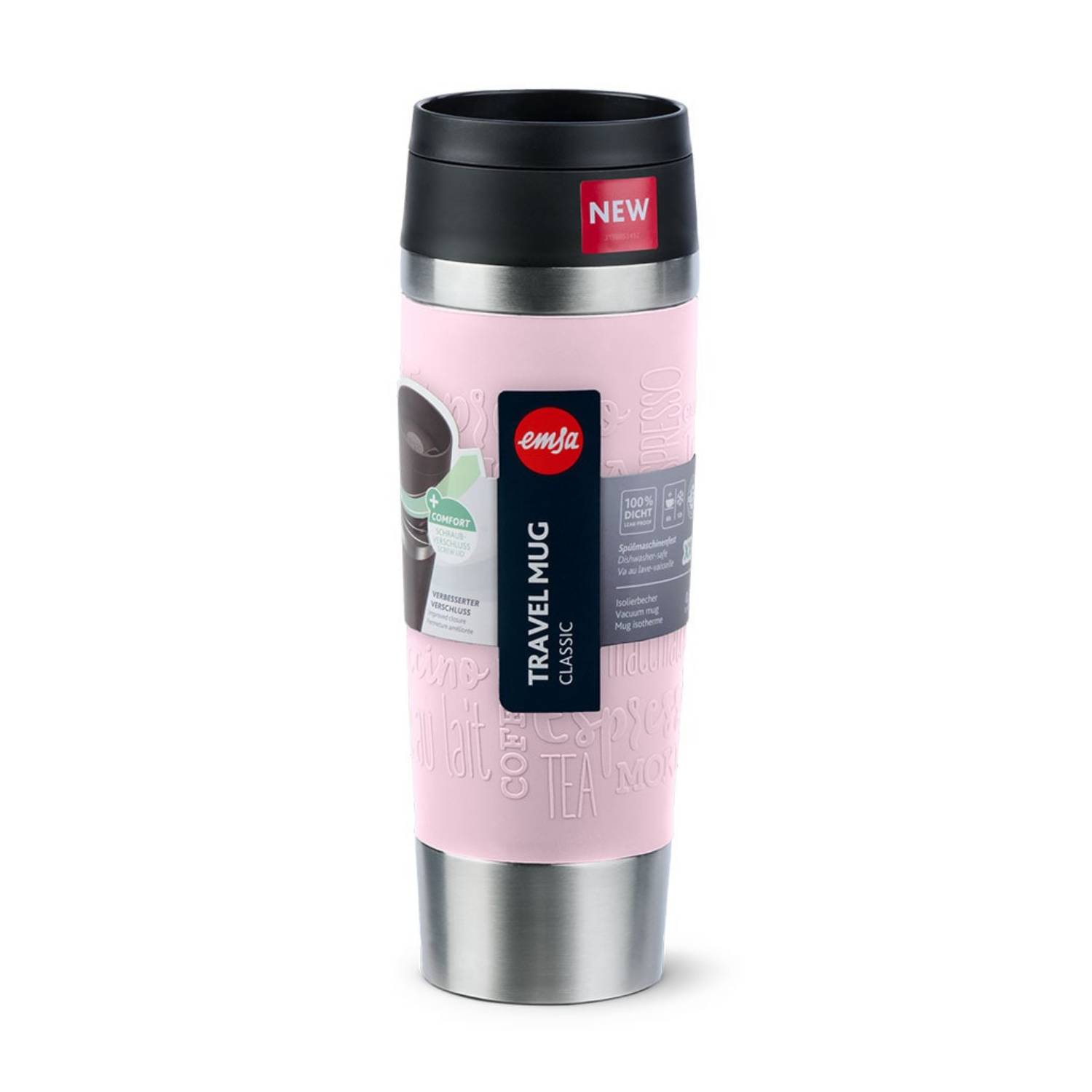 EMSA Travel Mug Classic Grande, Pink, Edelstahl, Silikon, Edelstahl, Polypropylen (PP), 500 ml, 8,3 cm, 240 mm-1