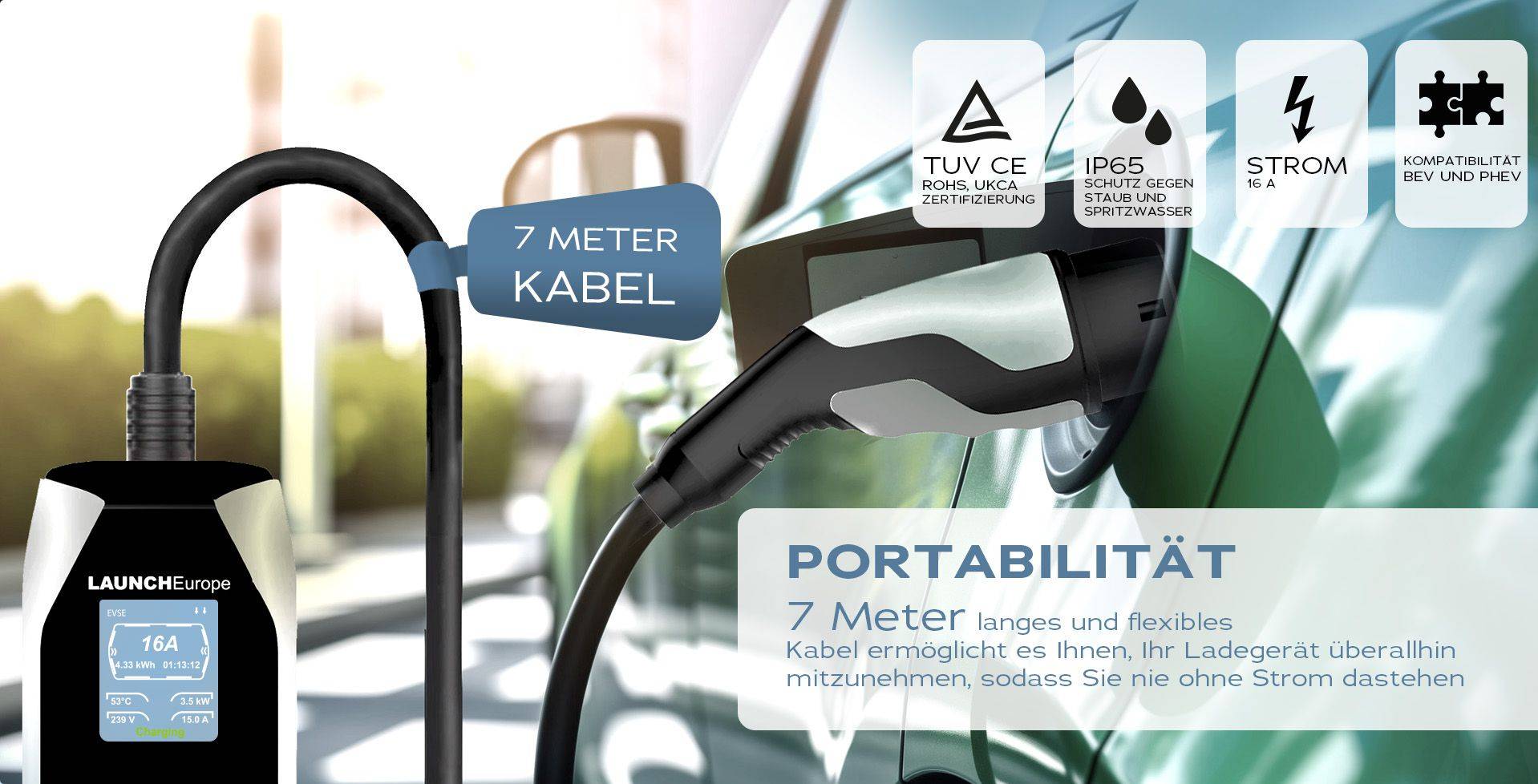 Portable EV Charger | Tragbares HV-Ladekabel 3.5kW | 7m-1