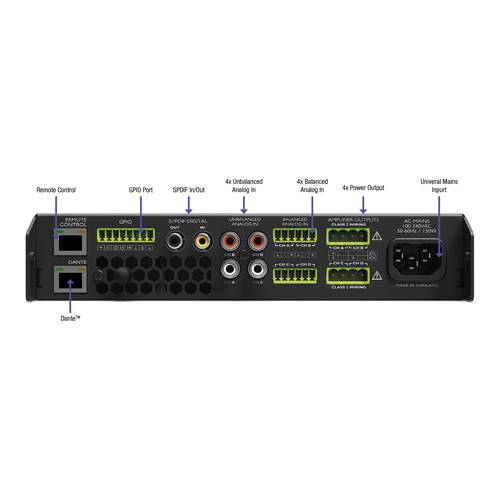 NEXO NANONXAMP4-D - 4-Kanal Leistungs-TD-Controller mit Dante (4x 250 W | 1/2 1HE Rackgerät) in schwarz/ silber-1