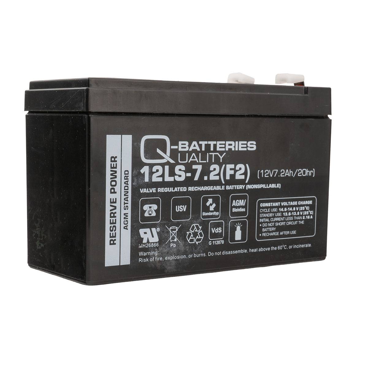 Q-Batteries 12LS-7.2 F2 12V 7,2Ah Blei-Vlies-Akku / AGM VRLA mit VdS G112070-1