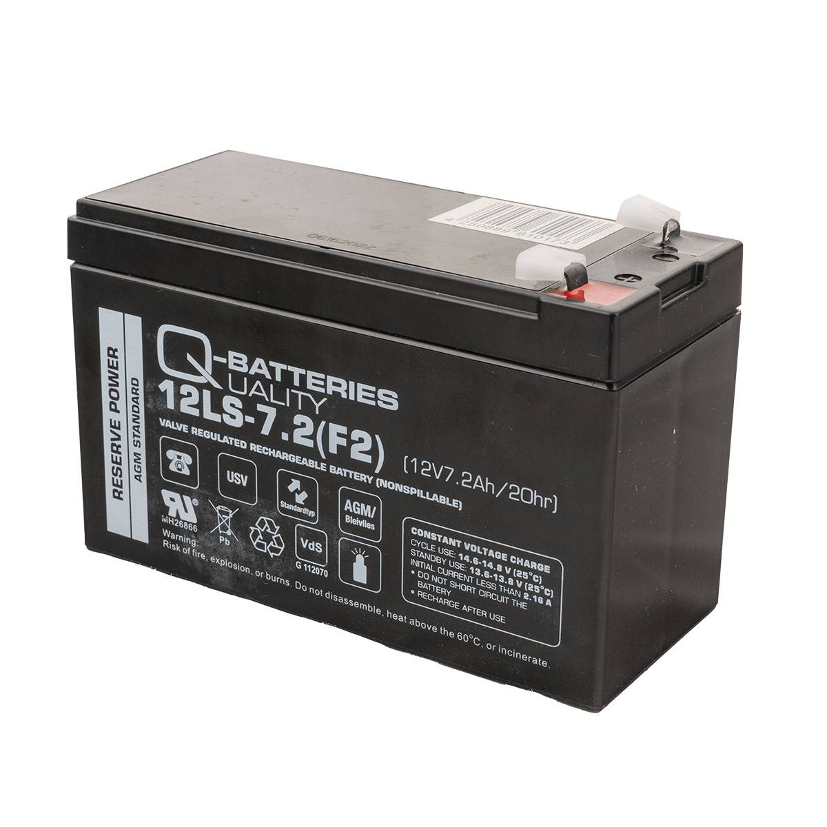 Q-Batteries 12LS-7.2 F2 12V 7,2Ah Blei-Vlies-Akku / AGM VRLA mit VdS G112070-3