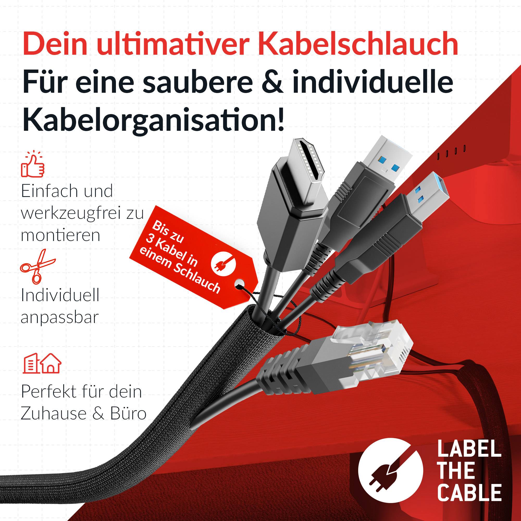 LABEL THE CABLE PRO Cable Tube flexibler Kabelschlauch, 10mm/25m, schwarz-1