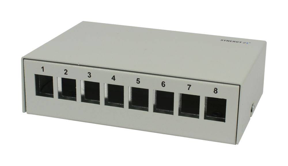 SYNERGY 21 - Keystone Modulträger Patchpanel für 8x TP-Modul Aufputz Metall-0