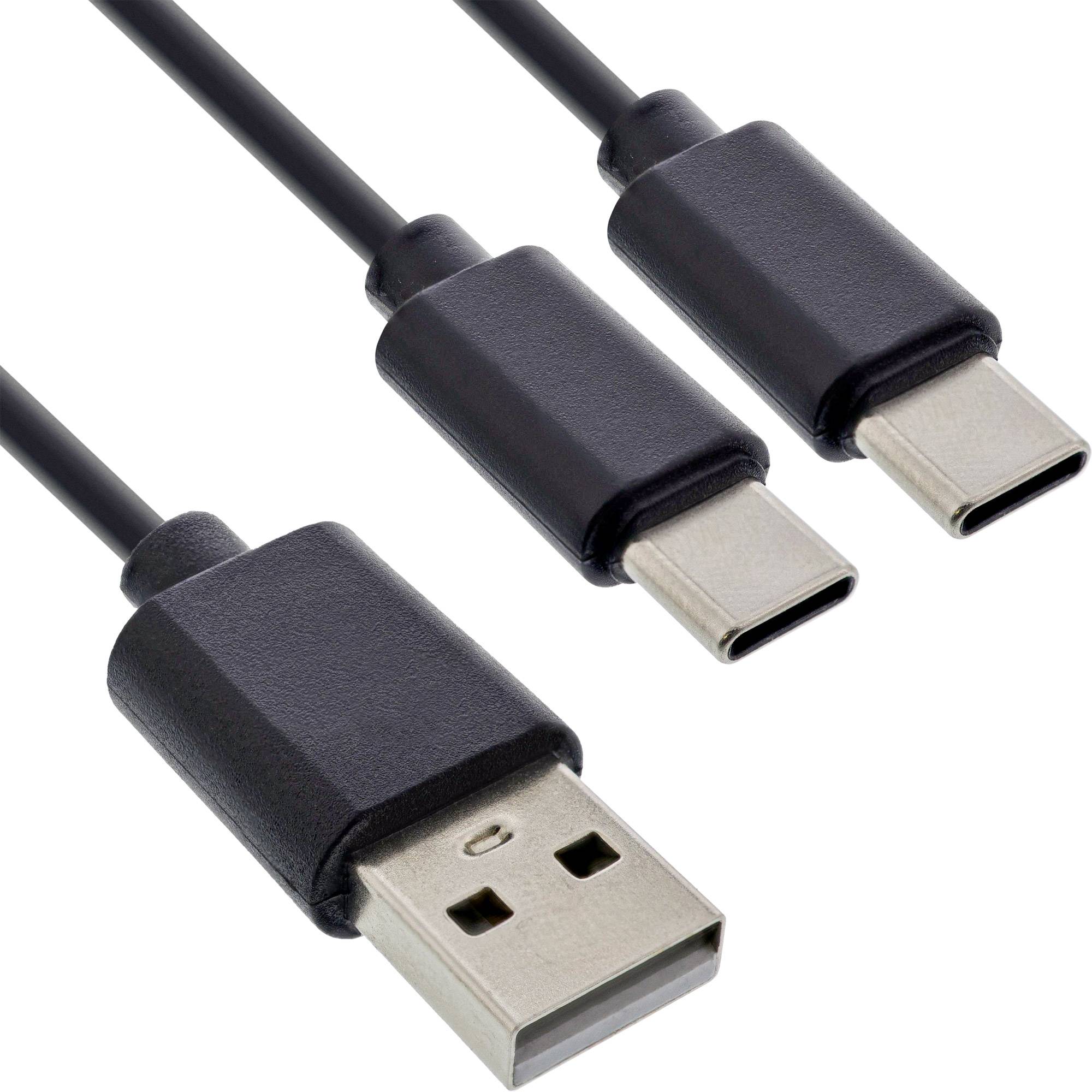 INLINE - USB 2in1 Y-Ladekabel 1x USB-A Stecker an 2x USB-C Stecker schwarz 2m 2... - Kabel - Digital/Daten-0