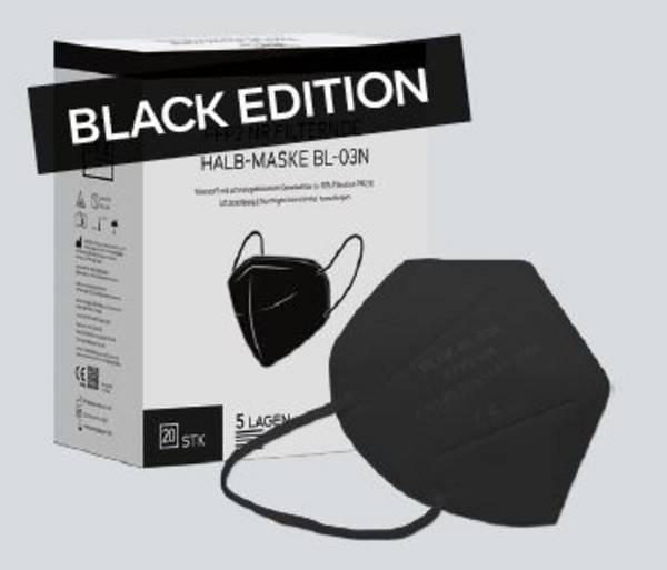 Hygiene Mund-Nasen-Maske  20-Pack *blnk* schwarz