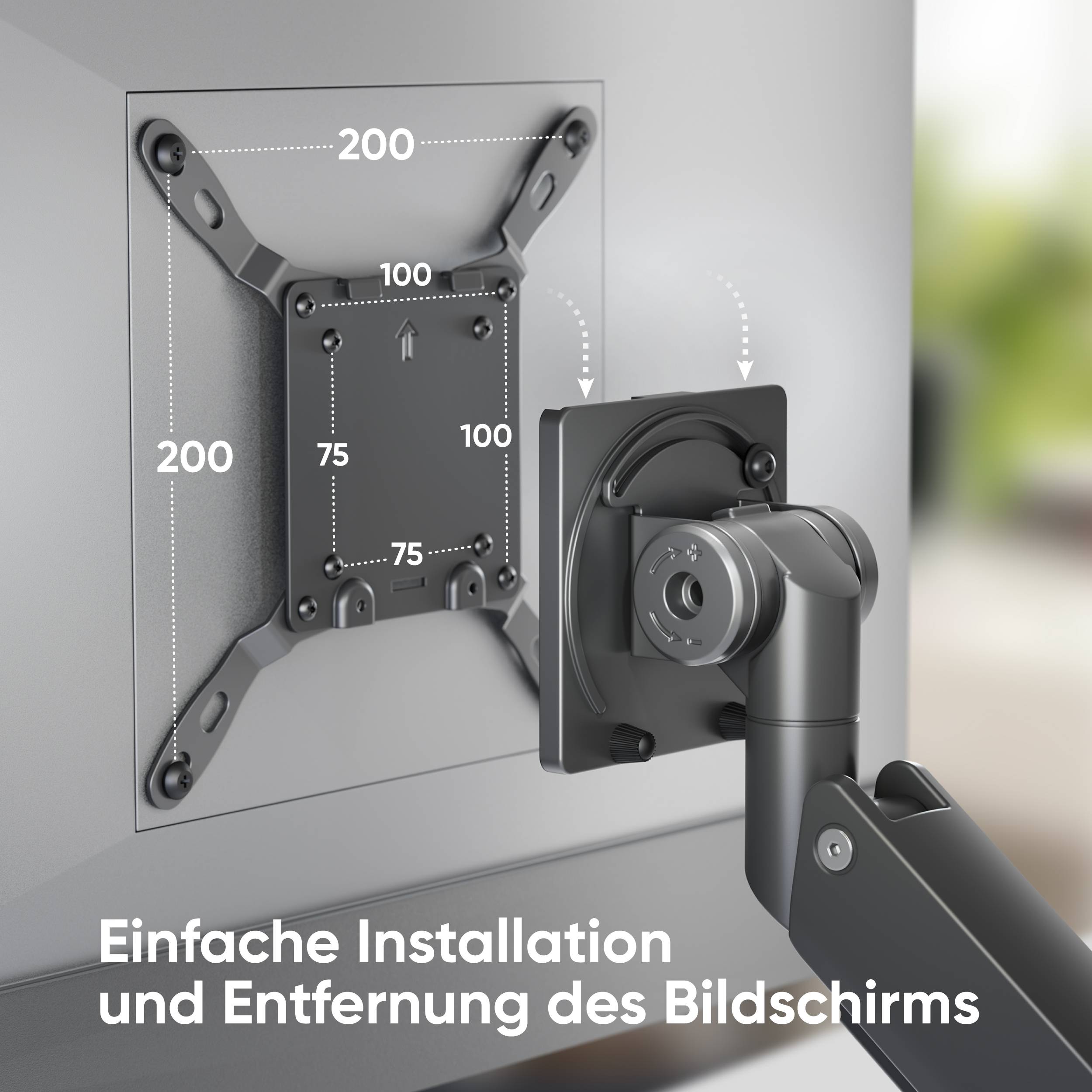 ONKRON PC Monitor Tischhalterung 17"-57", 27 kg max, VESA 75x75-200x200, Schwenkbar, Neigbar, G130-B Schwarz-3