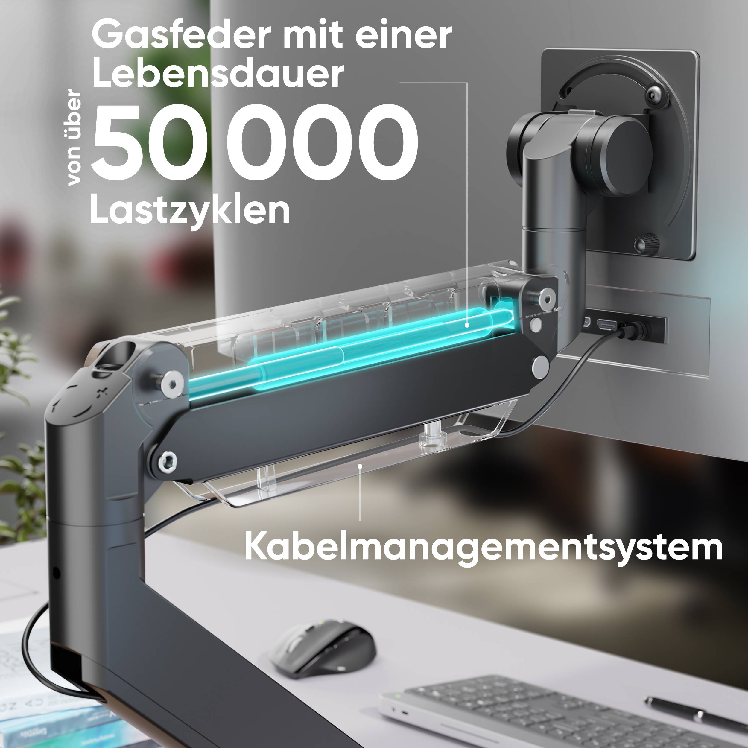 ONKRON PC Monitor Tischhalterung 17"-57", 27 kg max, VESA 75x75-200x200, Schwenkbar, Neigbar, G130-B Schwarz-4
