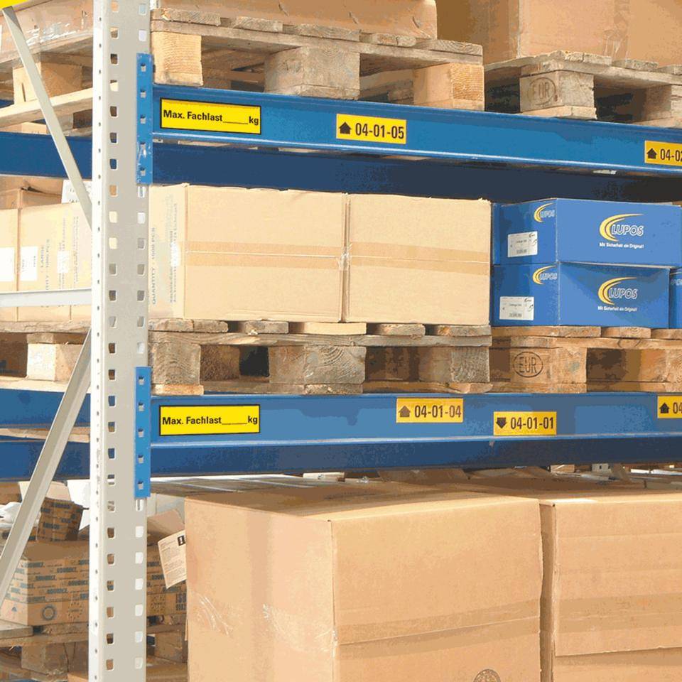 Regalbelastungs-Aufkleber max. Fachlast, zum Beschriften, Folie,150x50mm, 5/Bogen-1