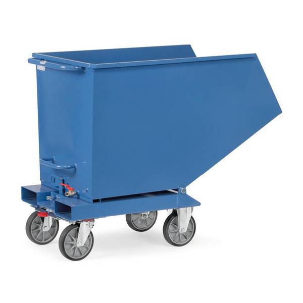 fetra® Muldenkipper, blau, Stahlblech pulverveschichtet, 1374x730x1072mm, 450 l, 84kg